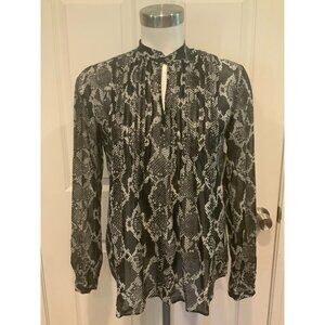 Michael Kors Collection Black & Gray Snakeskin Button-Up Shirt, Size 6